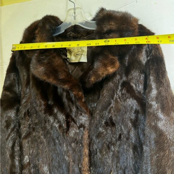 TheRoom Vintage 80s Mink Fur Coat Long Quality Dark Brown Pocket Jacket Shawl 12 - Picture 14 of 16